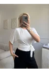 Bel Bağlamalı Modal Crop - BEYAZ