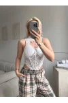 Bel Korse Dantel Büstiyer - BEYAZ