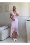 Volanlı Dantel İkili Takım - PEMBE