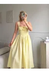 Bel Korse Askılı Prenses Elbise - SARI