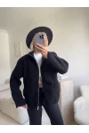 Astarlı Cozy Peluş Ceket - SİYAH