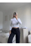 Basic Balıkçı Yaka Fit Bluz - BEYAZ