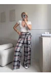Bel Fular Ekose Pantolon - KAHVE