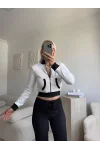 Biyeli Crop Hırka - BEYAZ