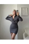 Double Gömlek Elbise - GRİ