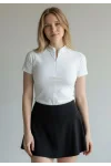 Fermuar Detay Bodysuit - BEYAZ