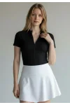 Fermuar Detay Bodysuit - SİYAH