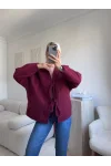 Fiyonklu Kırçıllı Ceket - BORDO
