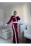 Garnili Bomber Crop & Pantolon Takım - BORDO