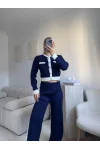 Garnili Bomber Crop & Pantolon Takım - LACİVERT