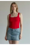 Halter Çıtçıtlı Bodysuit - KIRMIZI