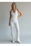 Halter Crop Pantolon Takım - BEYAZ