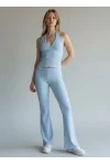 Halter Crop Pantolon Takım - MAVİ