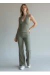 Halter Crop Pantolon Takım - YEŞİL