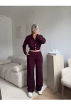Kruvaze Hırka & Pantolon İkili Takım - BORDO