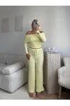 Madonna Yaka Crop & Pantolon Takım - SARI