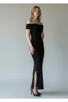 Madonna Yaka Long Elbise - SİYAH