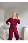 Omuz Detaylı Günlük Takım - BORDO