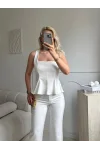 Premium Volanlı Pantolon Takım - BEYAZ