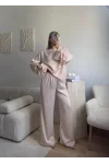 Saten Oversize İkili Takım - BEJ