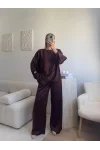 Saten Oversize İkili Takım - KAHVE
