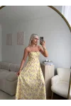 Smock Sırt Detaylı Çiçekli Elbise - SARI