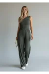 Tek Omuz Büzgülü Tulum - HAKİ