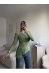 Transparan Dantel Bluz - YEŞİL