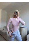 Yüksek Yaka Basic Bodysuit - PEMBE