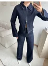 Çift Fermuarlı Denim Takım