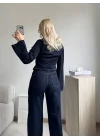 Çift Fermuarlı Denim Takım
