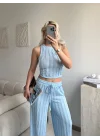 Halter Fitilli İkili Takım - MAVİ