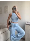 Halter Fitilli İkili Takım - MAVİ