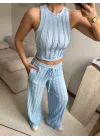 Halter Fitilli İkili Takım - MAVİ