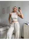 Halter Fitilli İkili Takım - BEJ