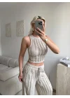 Halter Fitilli İkili Takım - BEJ