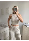 Halter Fitilli İkili Takım - BEJ