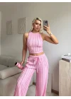 Halter Fitilli İkili Takım - PEMBE