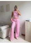 Halter Fitilli İkili Takım - PEMBE