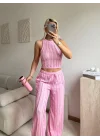 Halter Fitilli İkili Takım - PEMBE