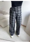 Bel Fular Ekose Pantolon - LACİVERT
