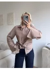 Kuşaklı Modal Gömlek - BEJ