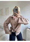 Kuşaklı Modal Gömlek - BEJ