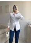 Arkası Bağlamalı Belden Bağlamalı Gömlek - BEYAZ