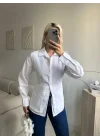 Arkası Bağlamalı Belden Bağlamalı Gömlek - BEYAZ