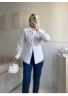 Arkası Bağlamalı Belden Bağlamalı Gömlek - BEYAZ