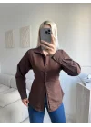 Arkası Bağlamalı Belden Bağlamalı Gömlek - KAHVE
