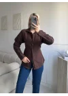 Arkası Bağlamalı Belden Bağlamalı Gömlek - KAHVE