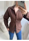 Arkası Bağlamalı Belden Bağlamalı Gömlek - KAHVE