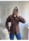 Arkası Bağlamalı Belden Bağlamalı Gömlek - KAHVE